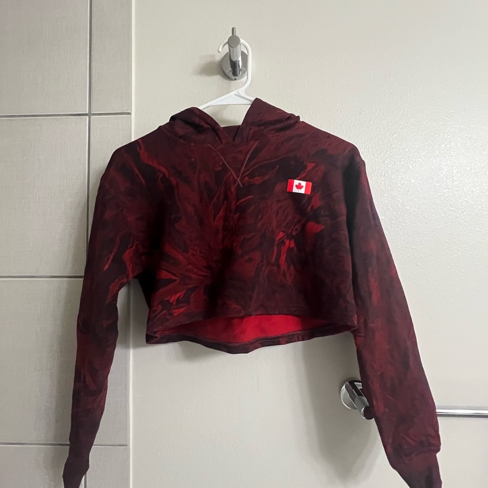 Lululemon Red and Black Cropped Canada Hoodie